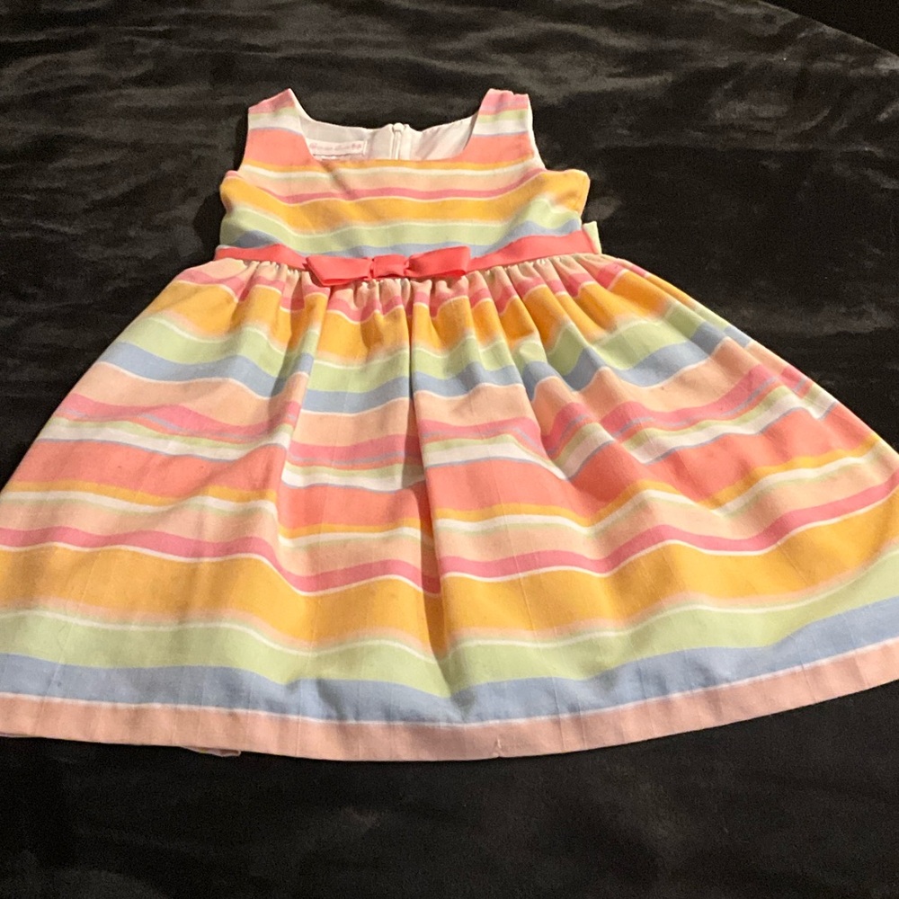 Bonnie Jean Pastel Striped Dress with Bow